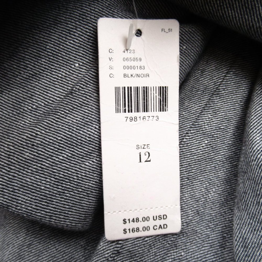 Anthropologie Linen Low-Rise Wide Leg Pants Gray Black - Size 12 - Picture 15 of 15